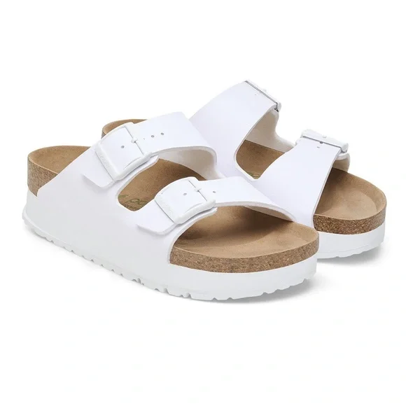 Birkenstock Arizona Papillio Flex Platform Sandal Slide White SZ US 10 EU 41 NEW - Picture 1 of 13